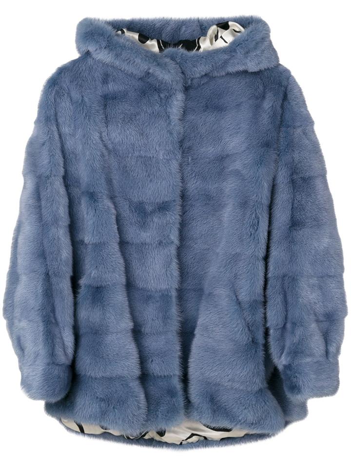 Simonetta Ravizza Cropped Fur Jacket - Blue