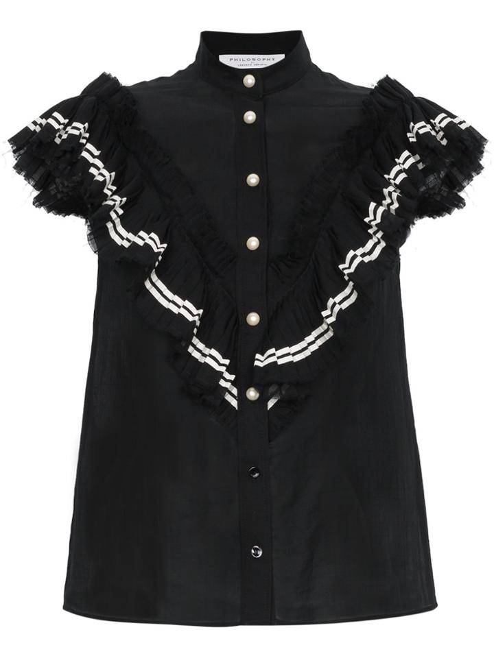 Philosophy Di Lorenzo Serafini Pleated Sheer Blouse - Black