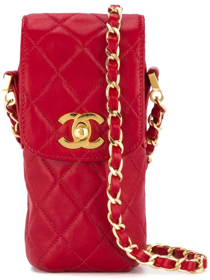 Chanel Pre-owned Quilted Chain Shoulder Pouch - Red