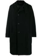 Yohji Yamamoto Oversized Hooded Midi Coat - Black