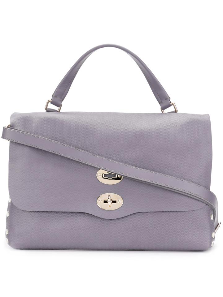 Zanellato Embossed Leather Tote Bag - Grey