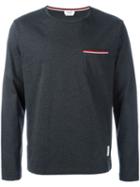 Thom Browne Rwb Pocket Trim Long-sleeve Tee - Grey