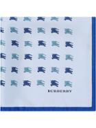 Burberry Equestrian Knight Print Silk Pocket Square - Blue