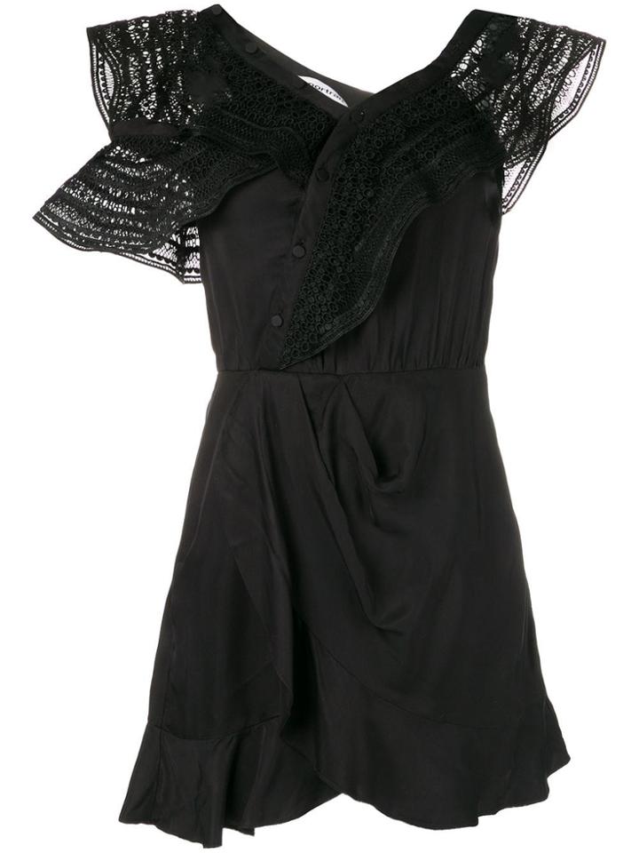 Self-portrait Sleeveless Embroidered Dress - Black