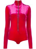 Emiliano Rinaldi High Neck Zipped Bodysuit, Women's, Size: 38, Pink/purple, Polyester/spandex/elastane/viscose