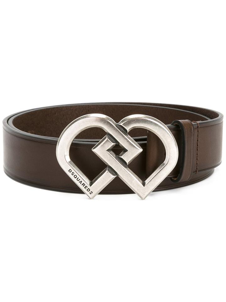 Dsquared2 Interlocking Buckle Belt, Men's, Size: 90, Brown, Leather