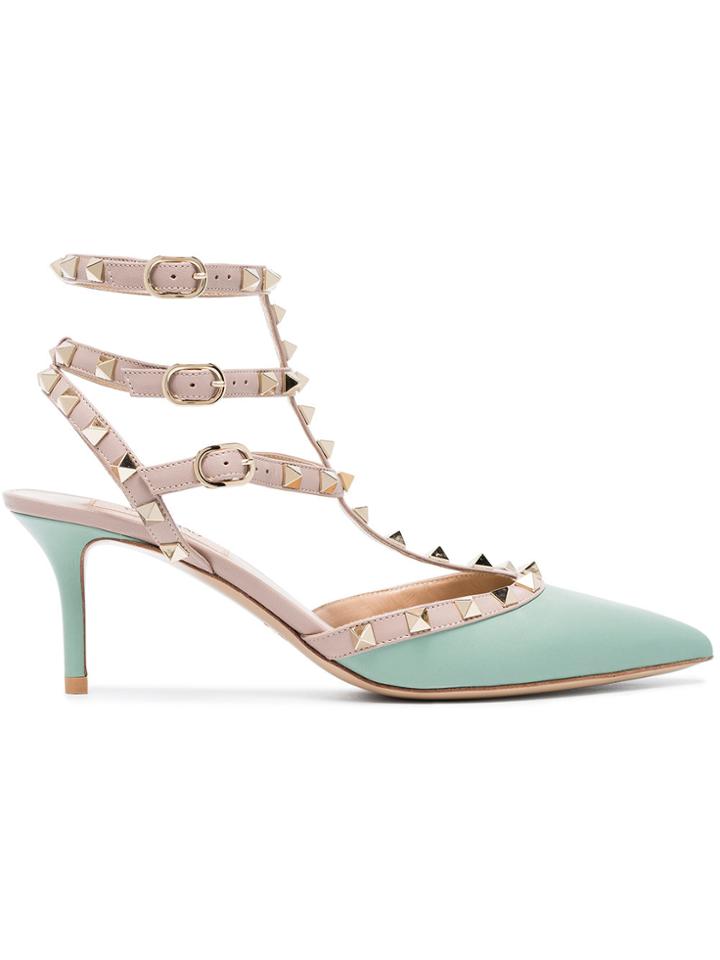 Valentino Green Rockstud 65 Leather Pumps