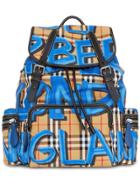 Burberry The Large Rucksack In Graffiti Print Vintage Check - Yellow &