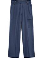 Mackintosh Navy Virgin Wool Blend 0003 Waisted Trousers - Blue