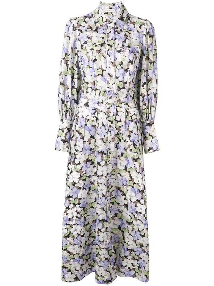 Zimmermann Floral Print Shirt Dress - Purple