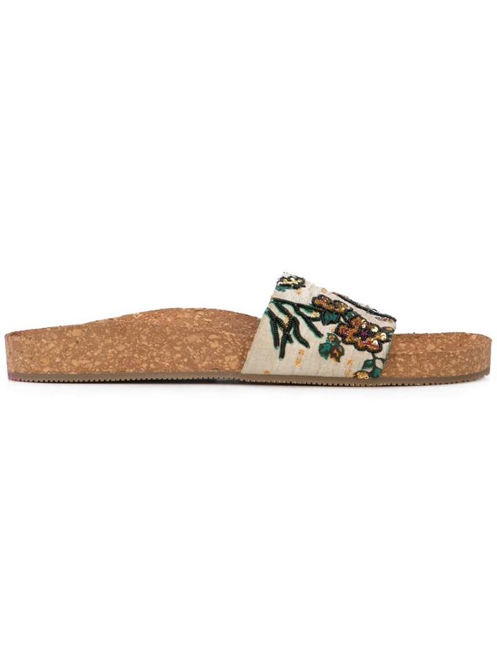 Figue Noona Floral Print Slide Sandals - White