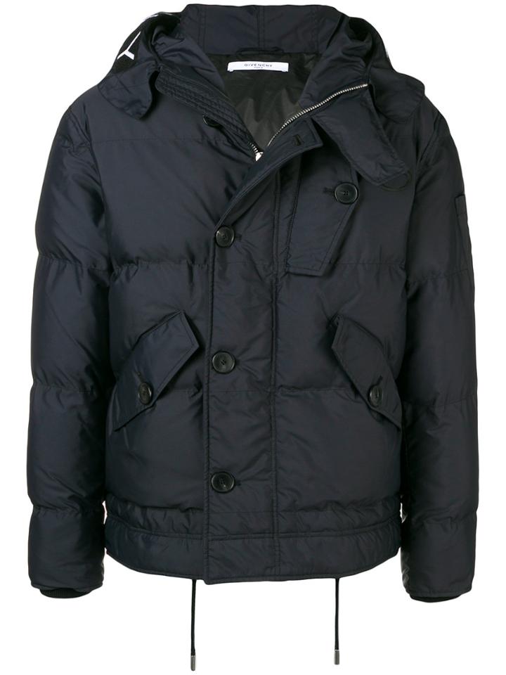 Givenchy Logo Embroidered Padded Jacket - Blue
