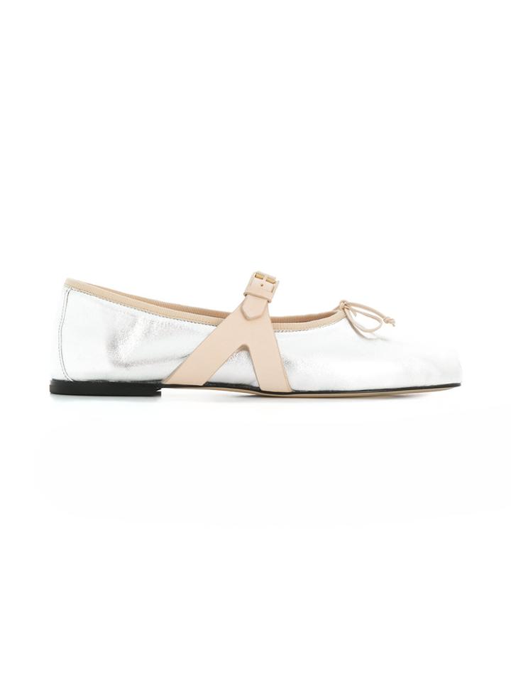 Giambattista Valli Metallic Buckle Ballerina Shoes - Grey