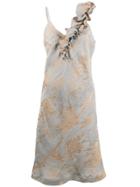 Gentry Portofino Midi Evening Dress With Ruffles - Grey