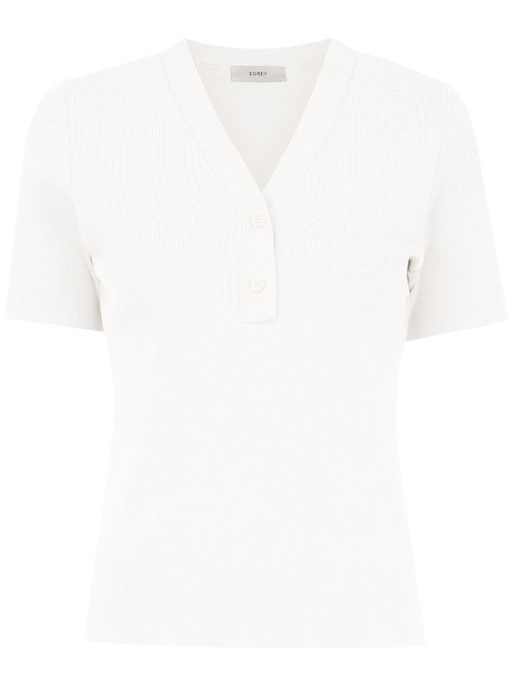 Egrey V-neck Knit Blouse - White