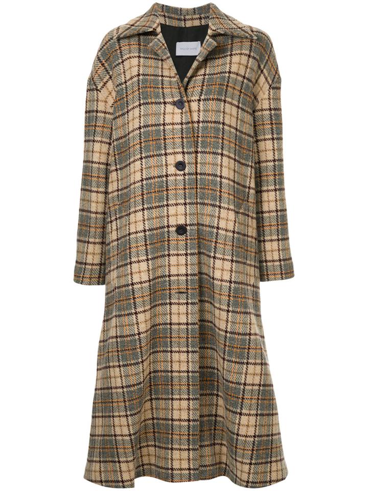 Walk Of Shame Long Checked Coat - Brown