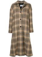 Walk Of Shame Long Checked Coat - Brown