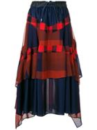 Sacai Drawstring Waist Checked Skirt - Red