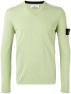Stone Island - V-neck Sweater - Men - Cotton - Xl, Green, Cotton
