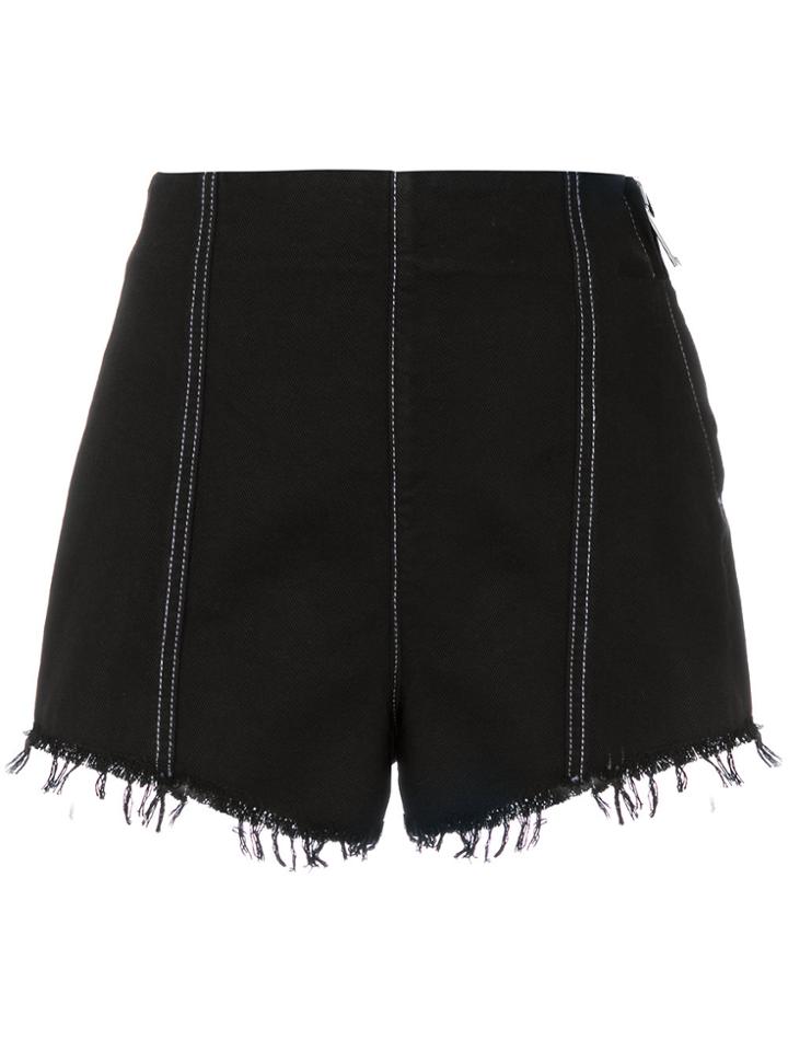 Msgm Denim High Waist Shorts - Black