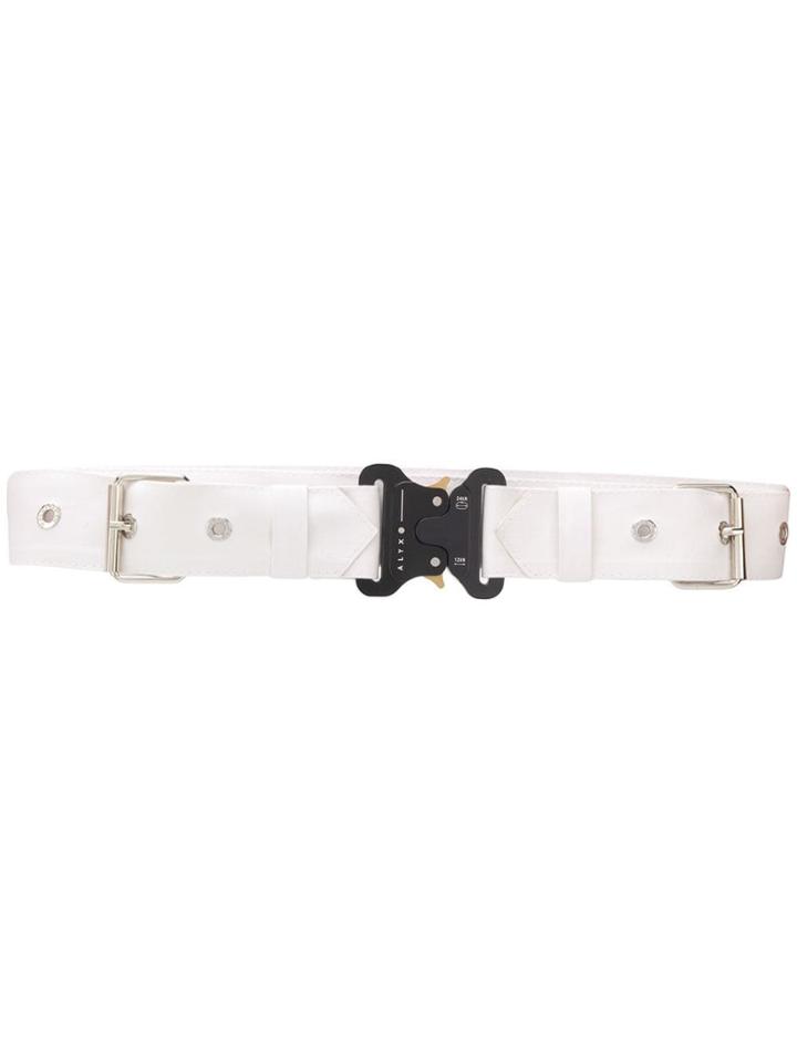 Mackintosh Alyx White Bonded Cotton Double Trench Belt