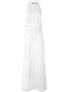 Roberto Cavalli Belted Pleated Maxi Dress, Women's, Size: 40, White, Cotton