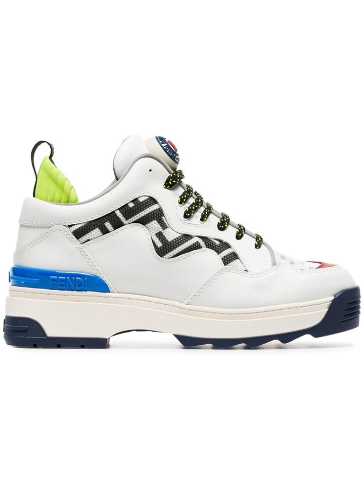 Fendi White Trex 30 Chunky Leather Sneakers