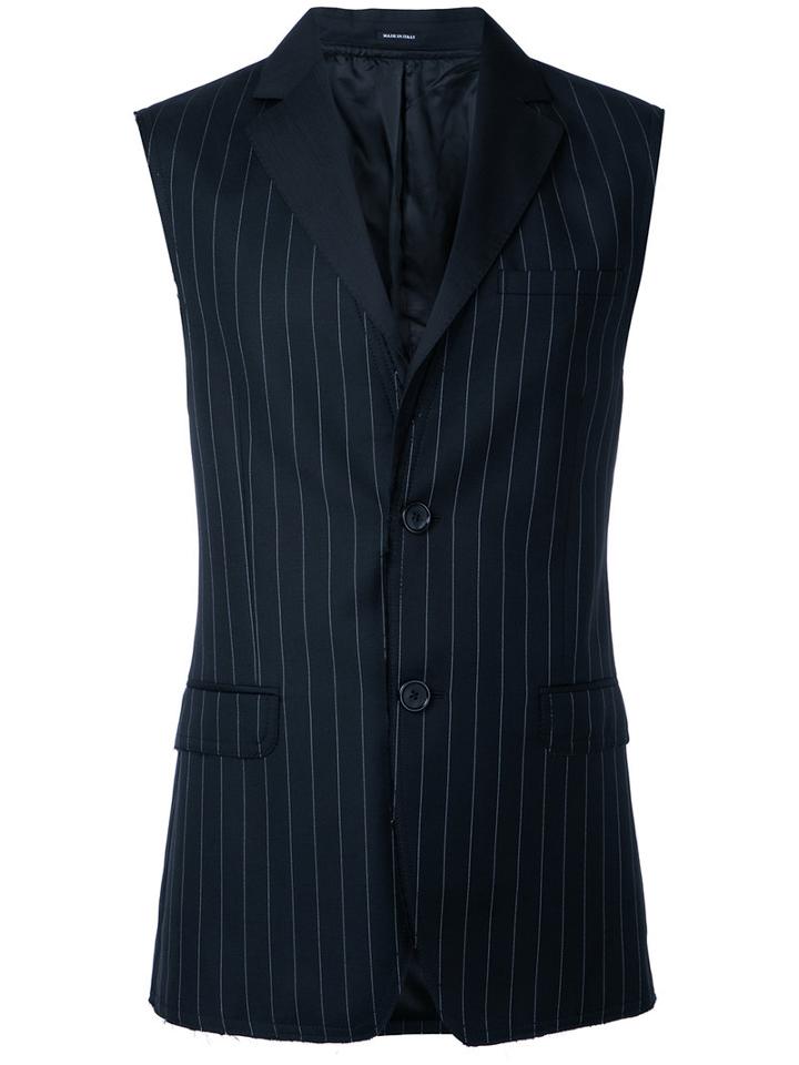 Alexander Mcqueen - Pinstripe Waistcoat - Men - Viscose/wool - 50, Black, Viscose/wool