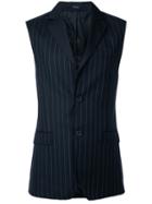 Alexander Mcqueen - Pinstripe Waistcoat - Men - Viscose/wool - 50, Black, Viscose/wool