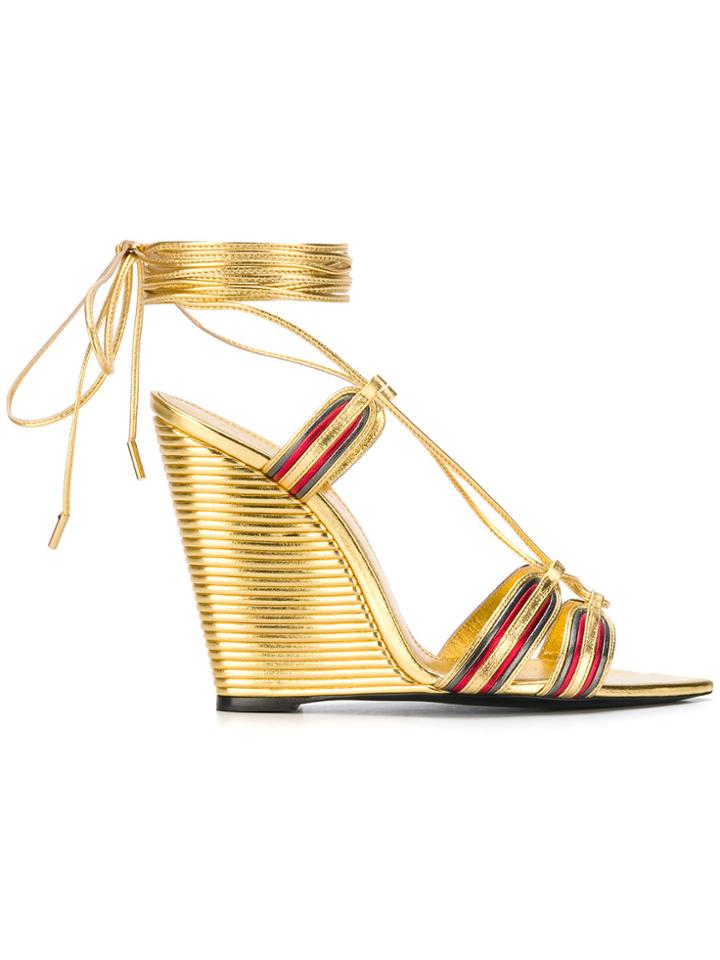 Saint Laurent Espadrille Metallic Sandals