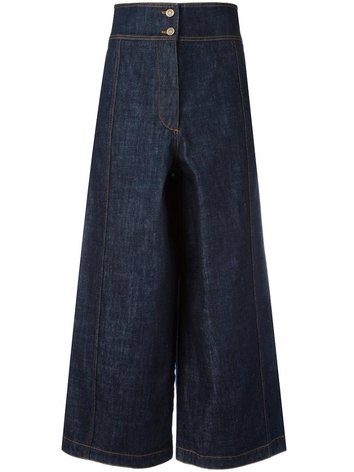Kenzo - Cropped Wide-leg Jeans - Women - Cotton/polyester - 36, Women's, Blue, Cotton/polyester