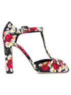 Dolce & Gabbana Embellished Print T-bar Sandals