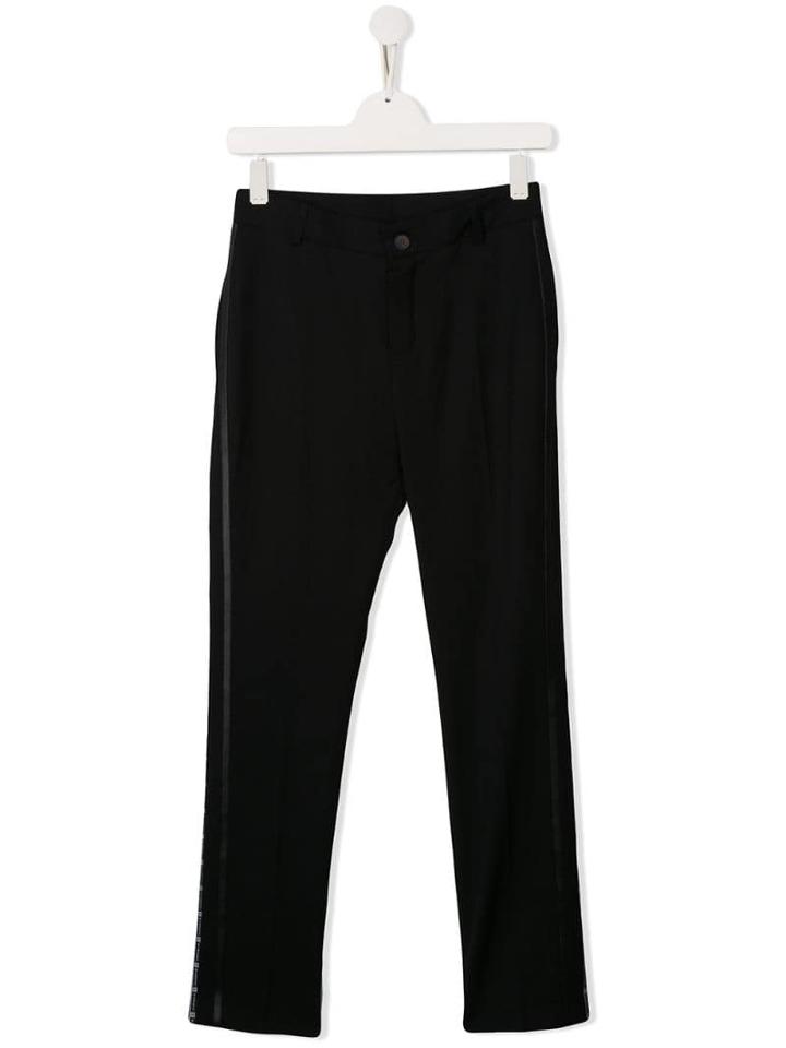 Givenchy Kids Faux Leather Trim Trousers - Black