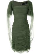 Gloria Coelho Square Neck Draped Tulle Dress - Green