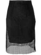 Armani Jeans Mesh Layer Skirt, Women's, Size: 44, Black, Polyester/spandex/elastane