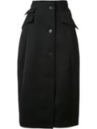 Yang Li Flap Pocket Long Skirt, Women's, Size: 42, Black, Virgin Wool