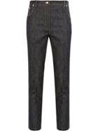 Rokh Button-cuff Cropped Jeans - Blue