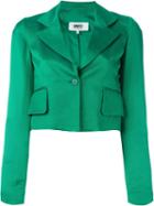 Mm6 Maison Margiela Cropped Blazer, Women's, Size: 44, Green, Linen/flax/viscose