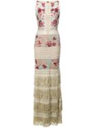 Patbo Floral Print Fringed Evening Dress - Nude & Neutrals