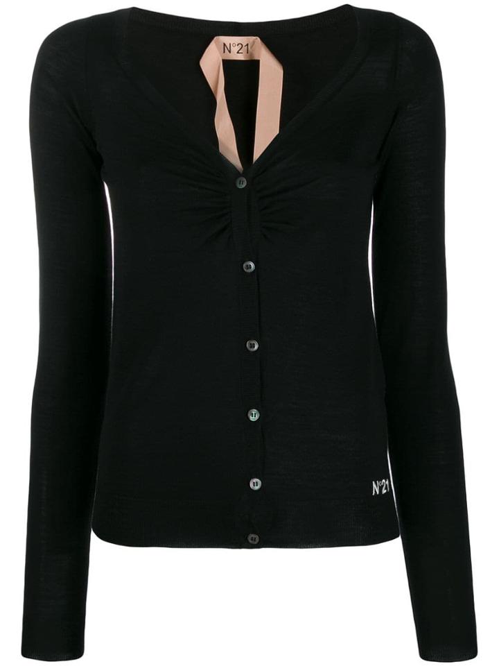 Nº21 Gathered Detail Cardigan - Black