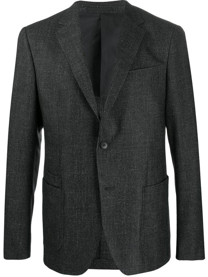 Z Zegna Checked Single Breasted Blazer - Grey