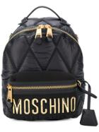 Moschino Quilted Branded Backpack - Black