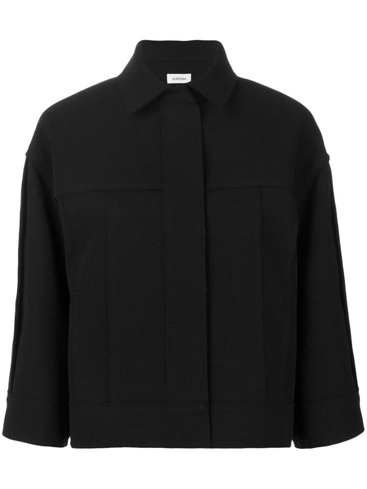 Toteme - Concealed Button Cropped Jacket - Women - Polyamide/polyester/wool - S, Black, Polyamide/polyester/wool