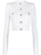 Balmain Quilted Cropped Cardigan - White