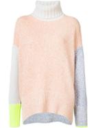 Tomorrowland Colour Block High Neck Jumper, Women's, Size: Medium, Pink, Polyester/wool