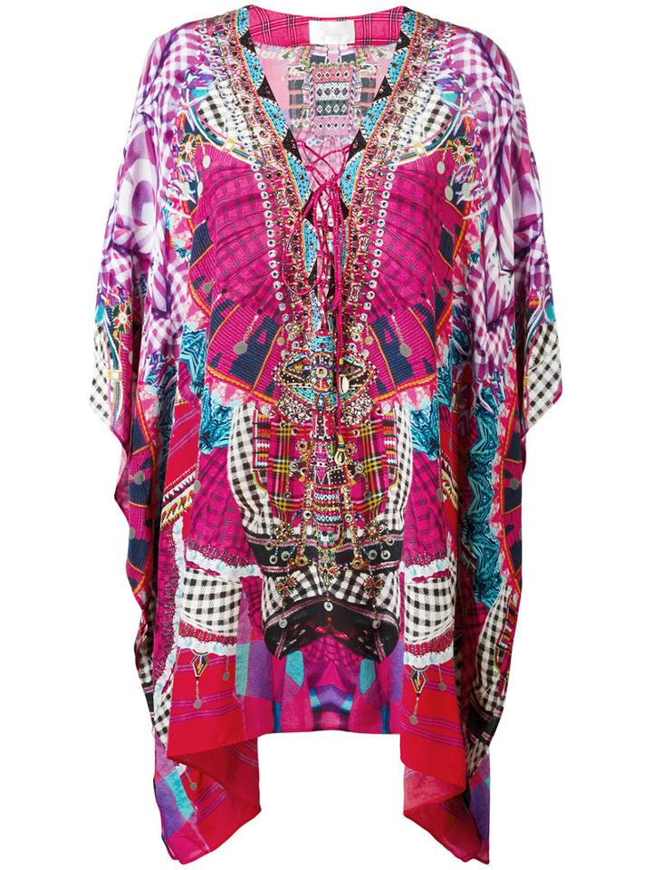 Camilla Printed Kaftan, Women's, Pink/purple, Silk