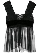 Alberta Ferretti Sheer Draped Top - Black