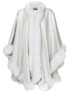Sofia Cashmere Fur Trimmed Cape - Grey