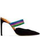 Sophia Webster Black Joy 100 Rainbow Strap Suede Pumps