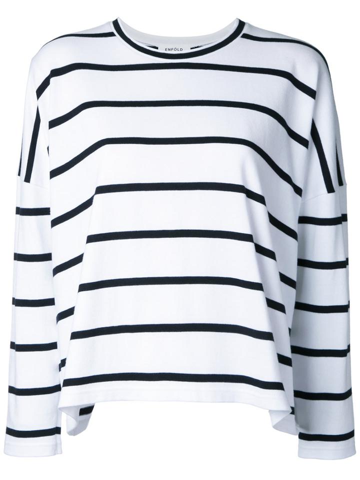 Enföld Striped Sweatshirt, Women's, Size: 38, White, Cotton